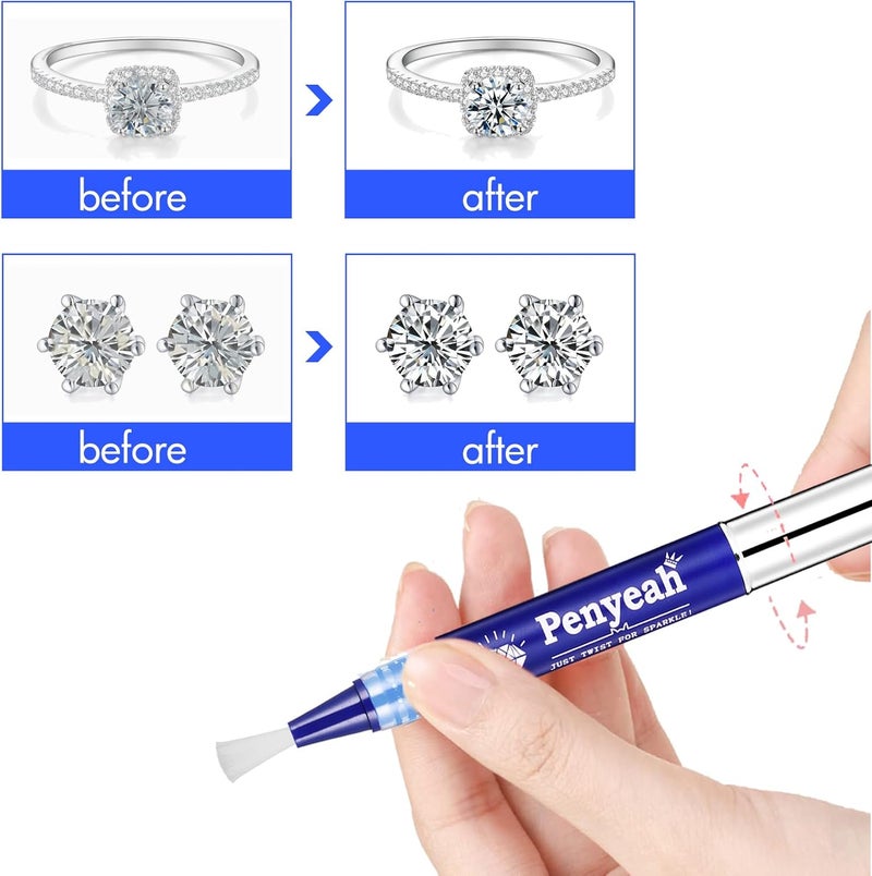 Penyeah Jewelry Cleaner Pen 2Pack, Quick Sparkle Diamond Ring Cleaner Pen Stick, Soft Brush Travel Jewelry Cleaning Pen for Diamonds,Various Gemstones,Gold,White Gold,Moissanite - Image 3